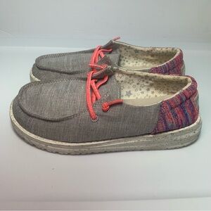 HEY DUDE Gray and Pink pattern shoes Size 2